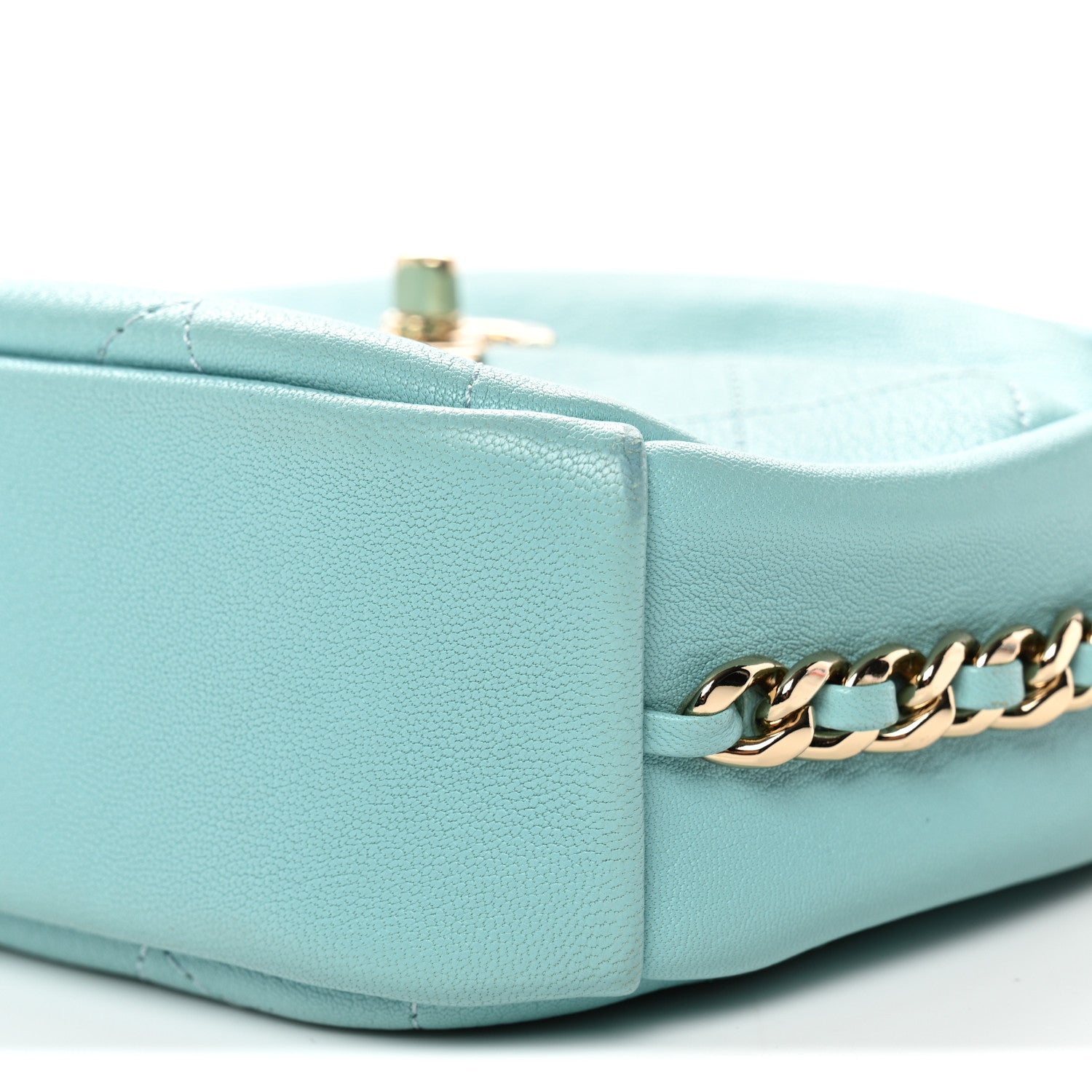 Goatskin Quilted Small Casual Trip Camera Case Light Blue