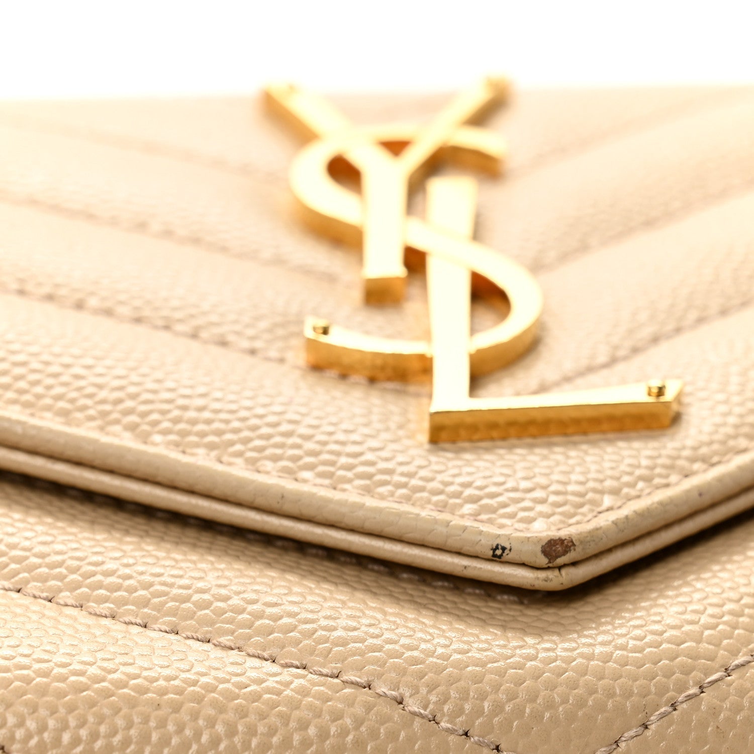 Grain De Poudre Matelasse Chevron Monogram Flap Wallet Dark Beige