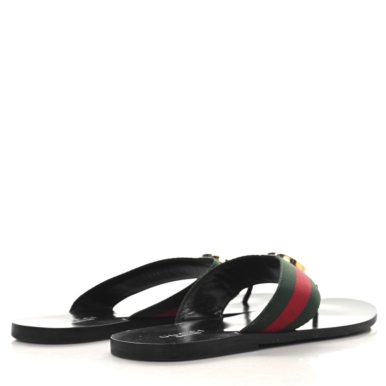 Nylon Calfskin Web Mens GG Thong Sandals 11 Green Red Black