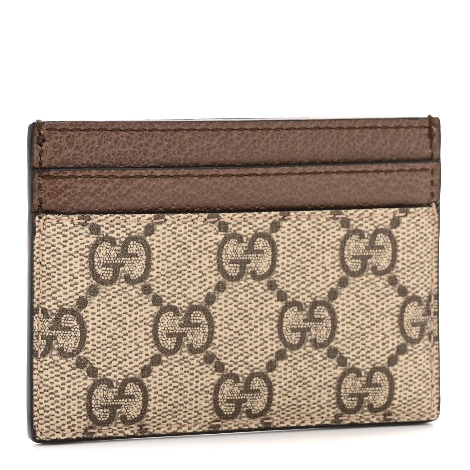 GG Supreme Monogram Textured Dollar Calfskin Ophidia Card Holder Beige Ebony New Acero