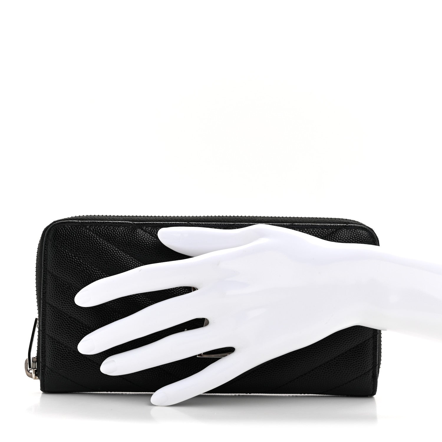 Grain De Poudre Matelasse Chevron Monogram Zip Around Wallet Black