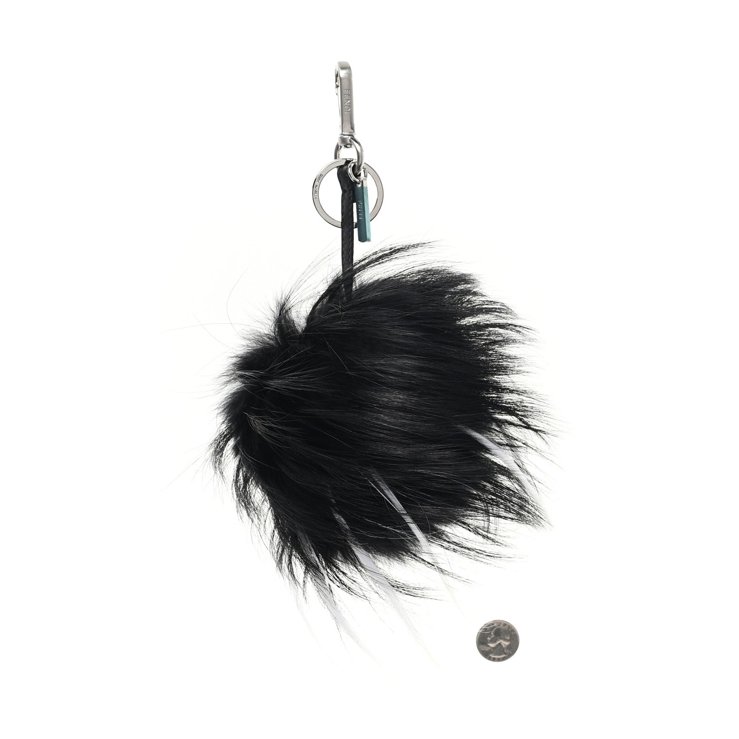 Cuoio Romano Goat Fox Fur Metal Stitch Triangle Monster Eyes Cube Bag Charm Black White