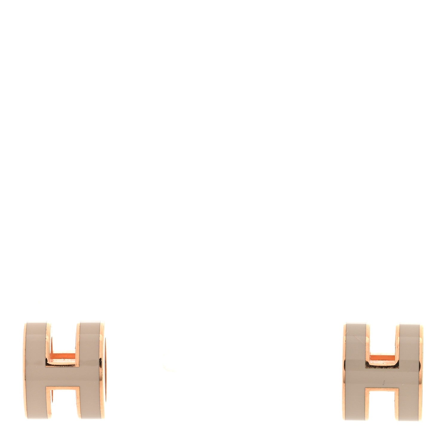 Rose Gold Lacquered Mini Pop H Earrings Marron Glace