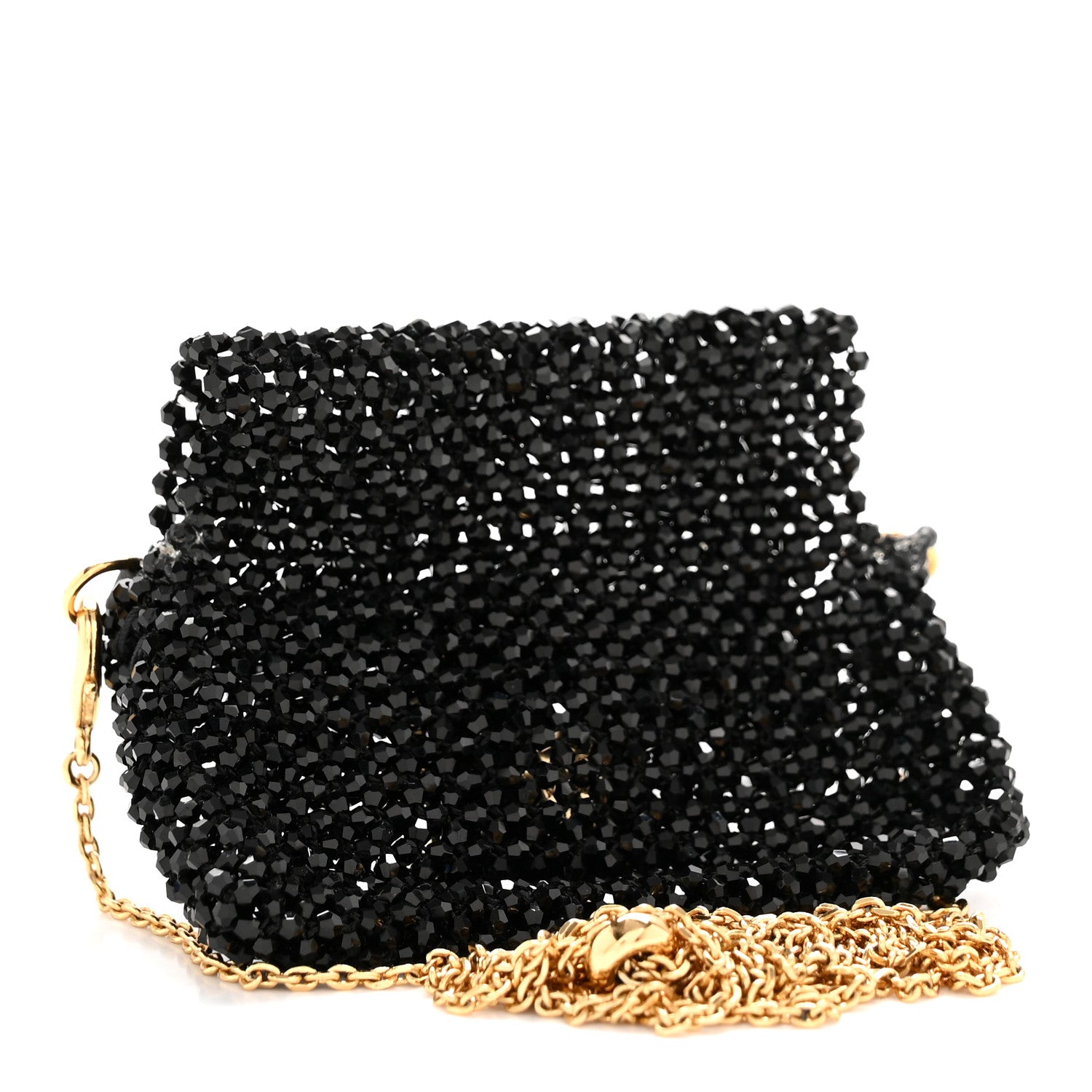 Crystal Vitello King Beaded Mini Pico Baguette Charm Black