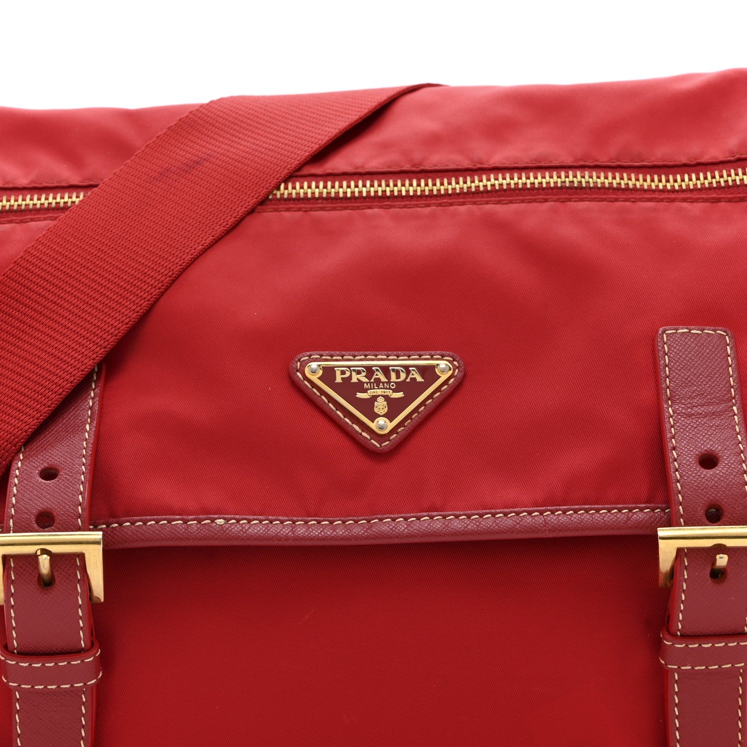 Tessuto Nylon Saffiano Messenger Bag Red