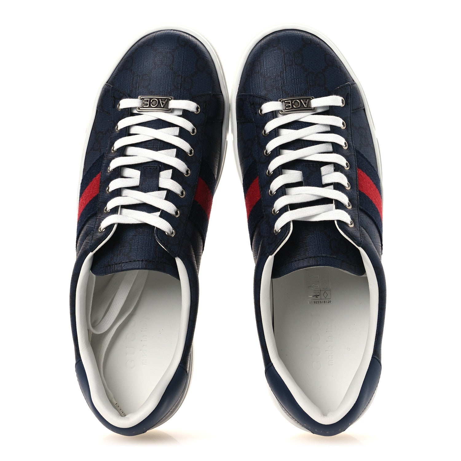 GG Supreme Monogram Web Mens New Ace Sneakers 8.5 Dark Blue