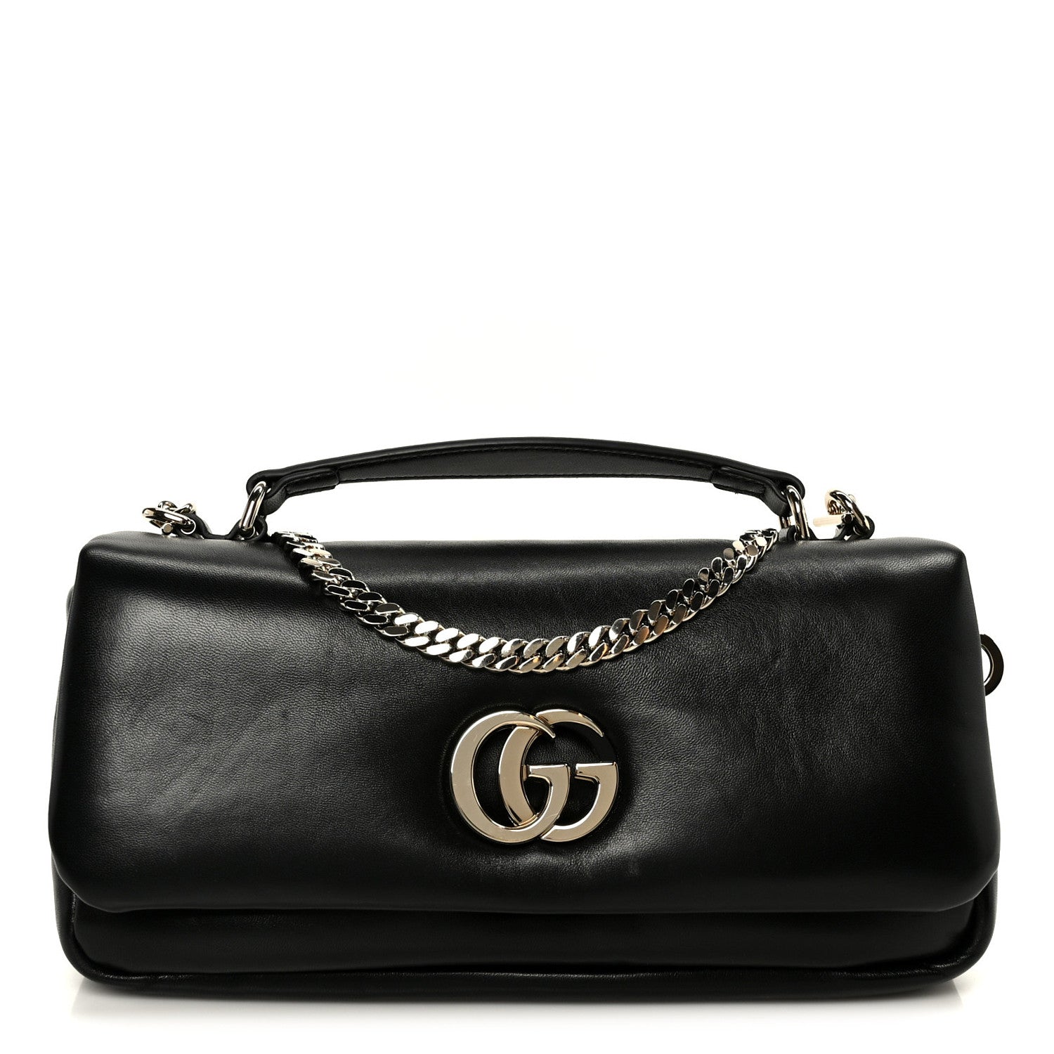 Lambskin Small GG Milano Top Handle Shoulder Bag Black