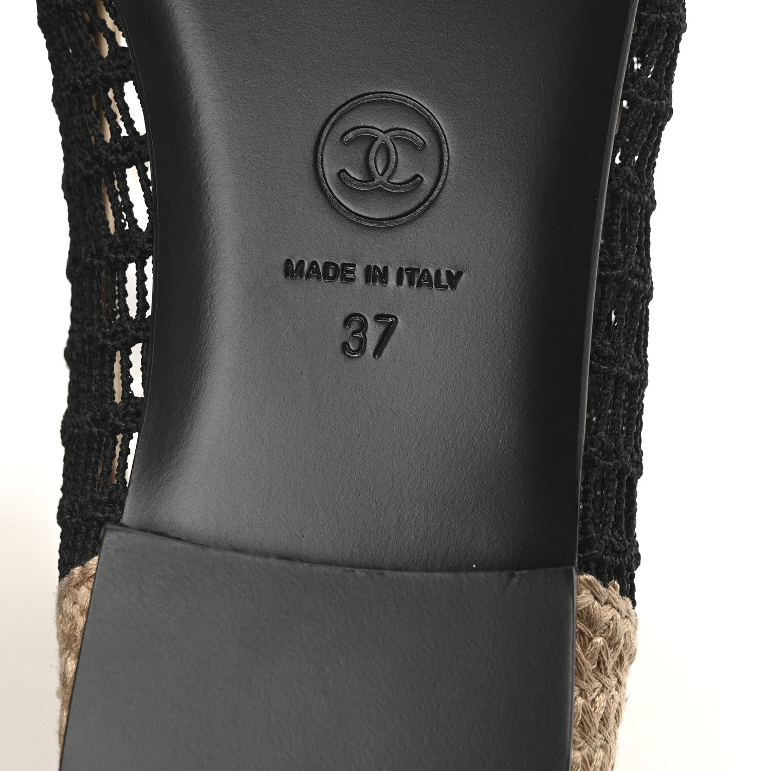 Raffia Cap Toe Ballerina Flats 37 Black Beige