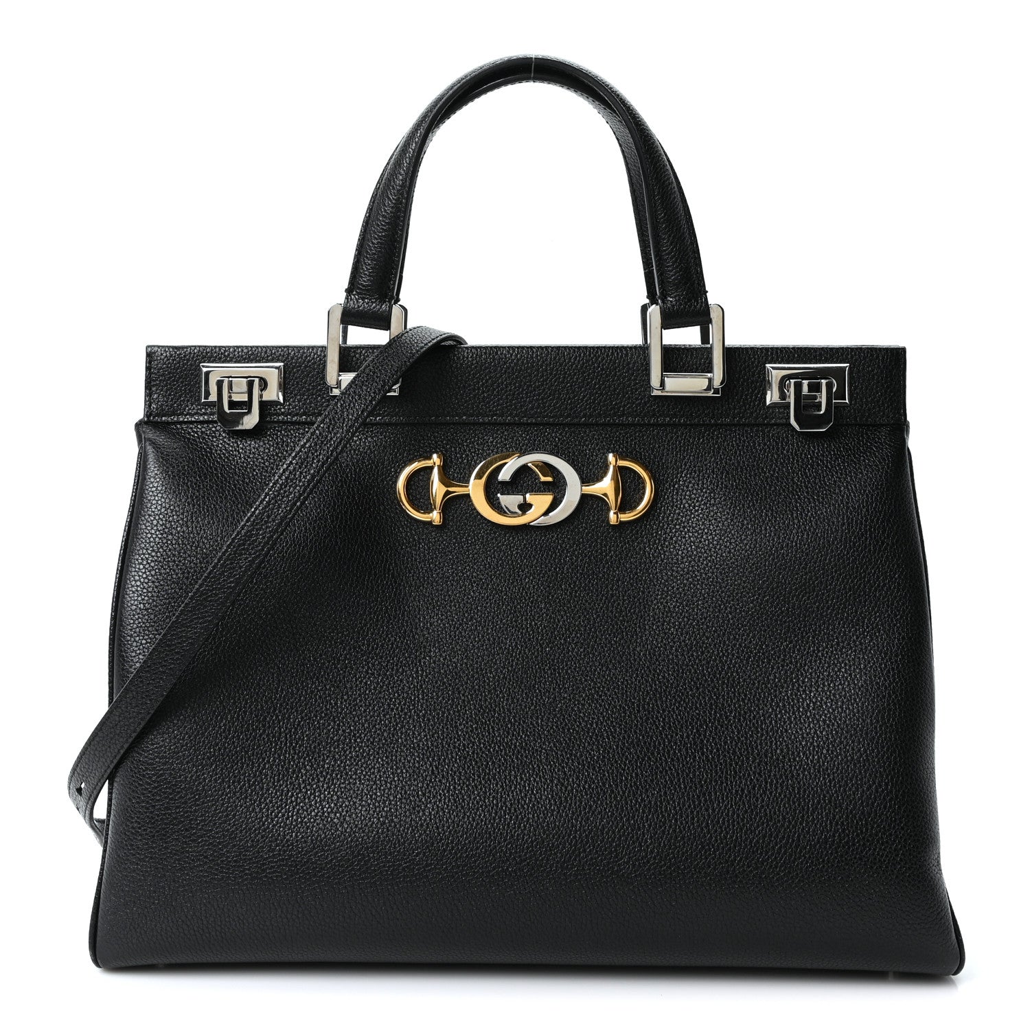 Smooth Calfskin Medium Zumi Top Handle Bag Black