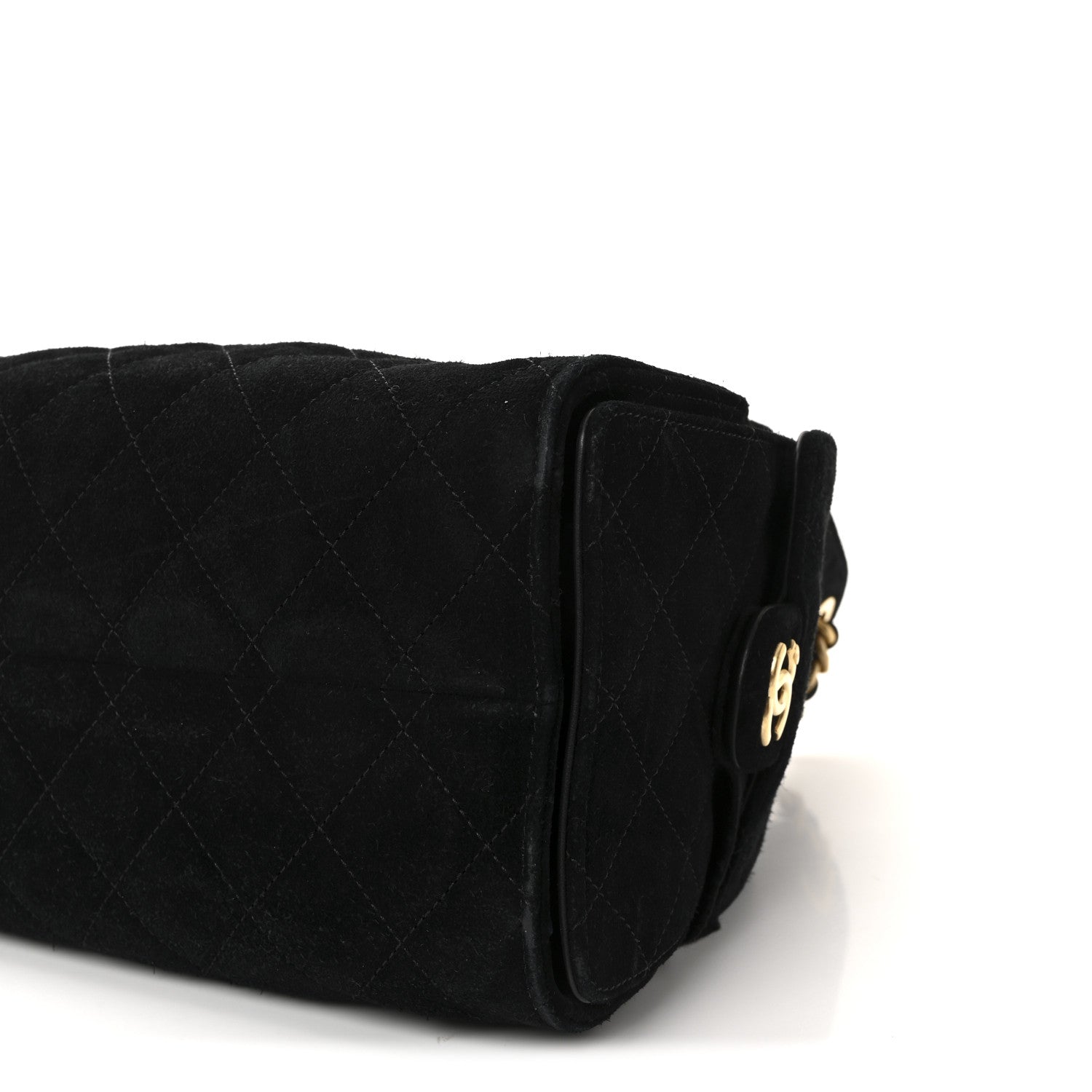 Suede Quilted Small Chanel 25 Handbag Black