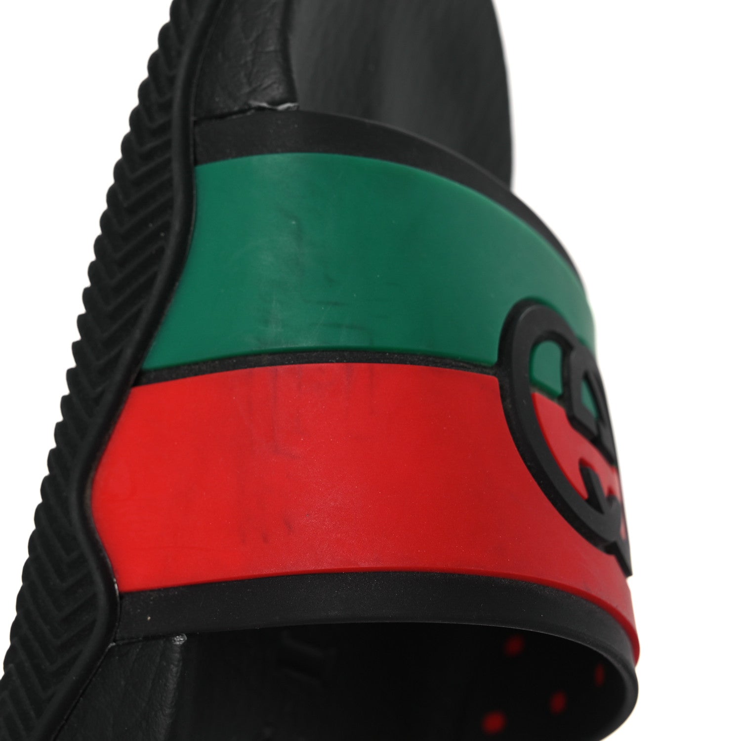 Rubber Web Womens Interlocking G Slide Sandals 33 Black Green Red