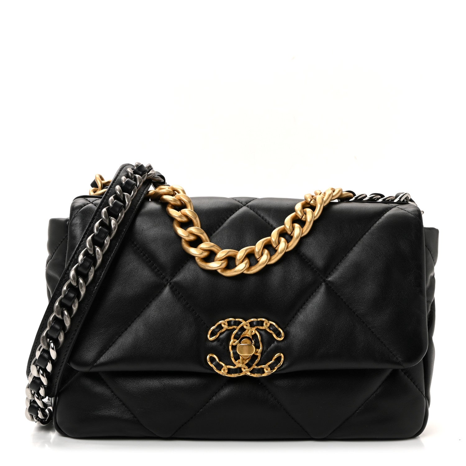 Lambskin Quilted Medium Chanel 19 Flap Black
