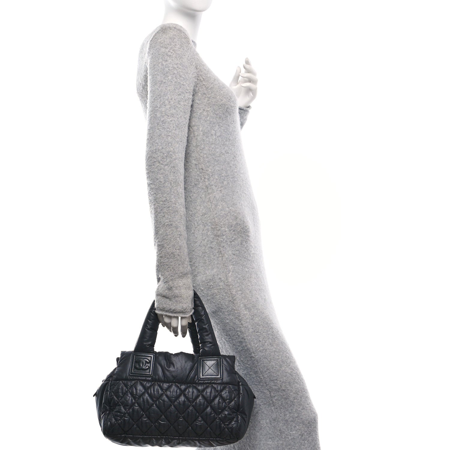 Nylon Coco Cocoon Zipped Tote Black