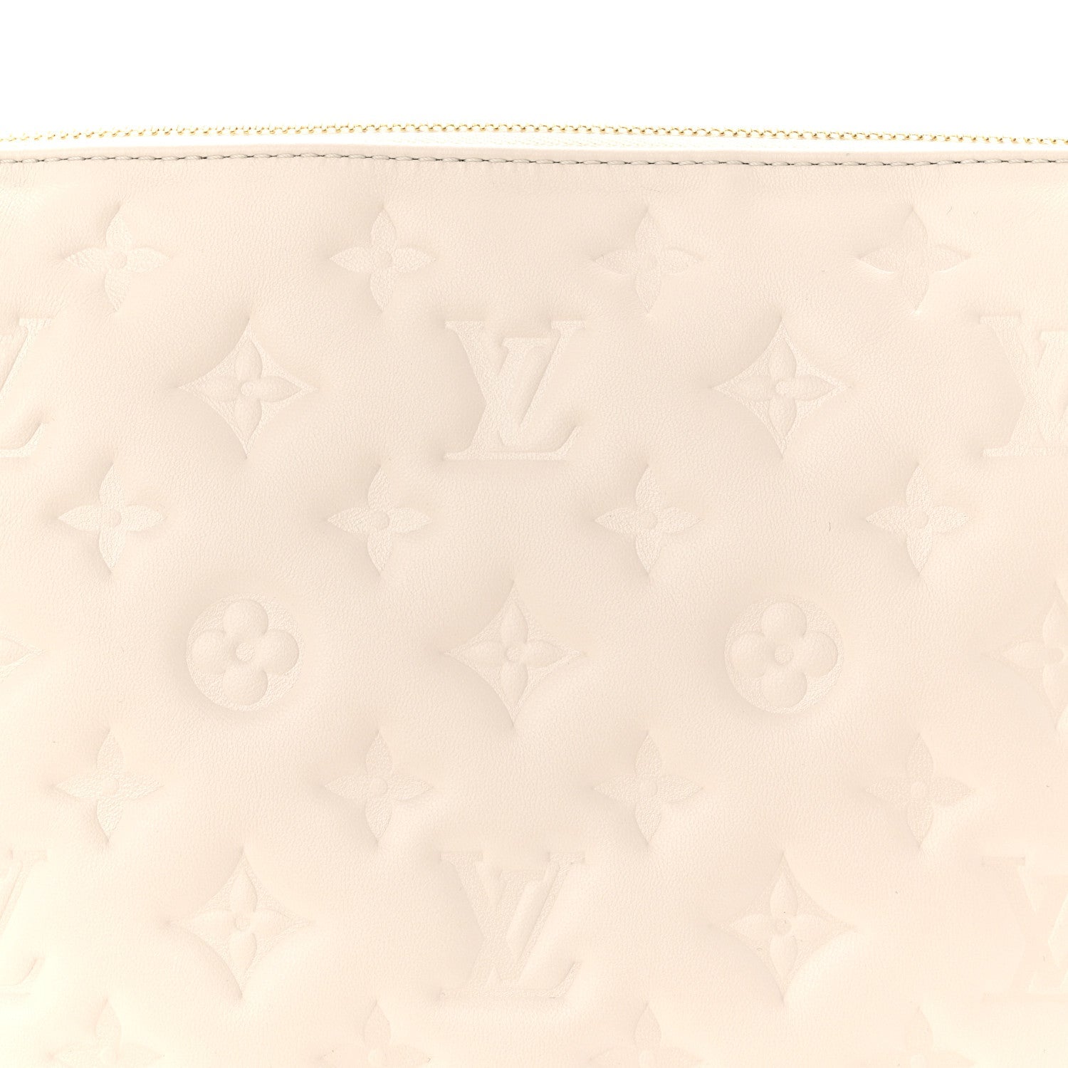 Lambskin Embossed Monogram Coussin PM Beige Cream