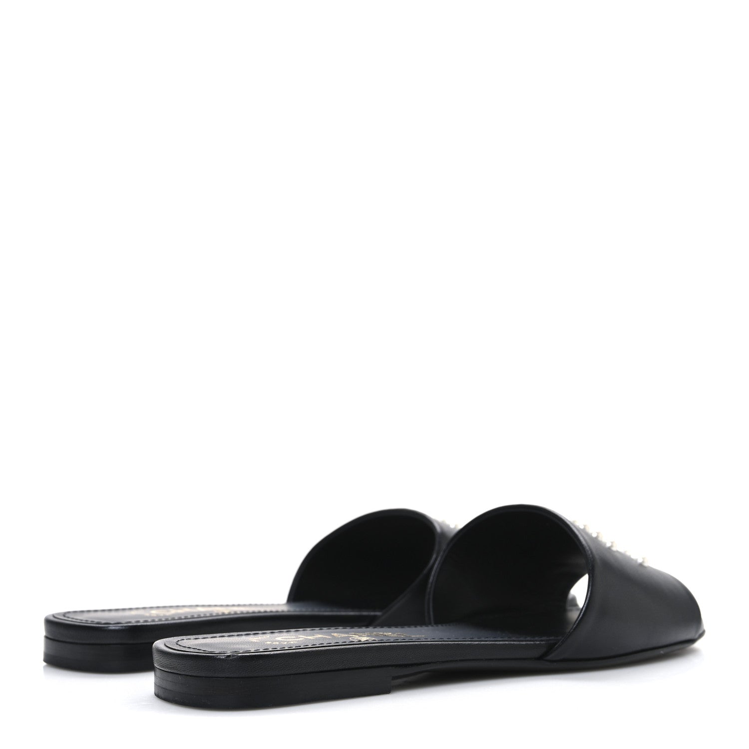 Lambskin Pearl CC Sandals 37.5 Black