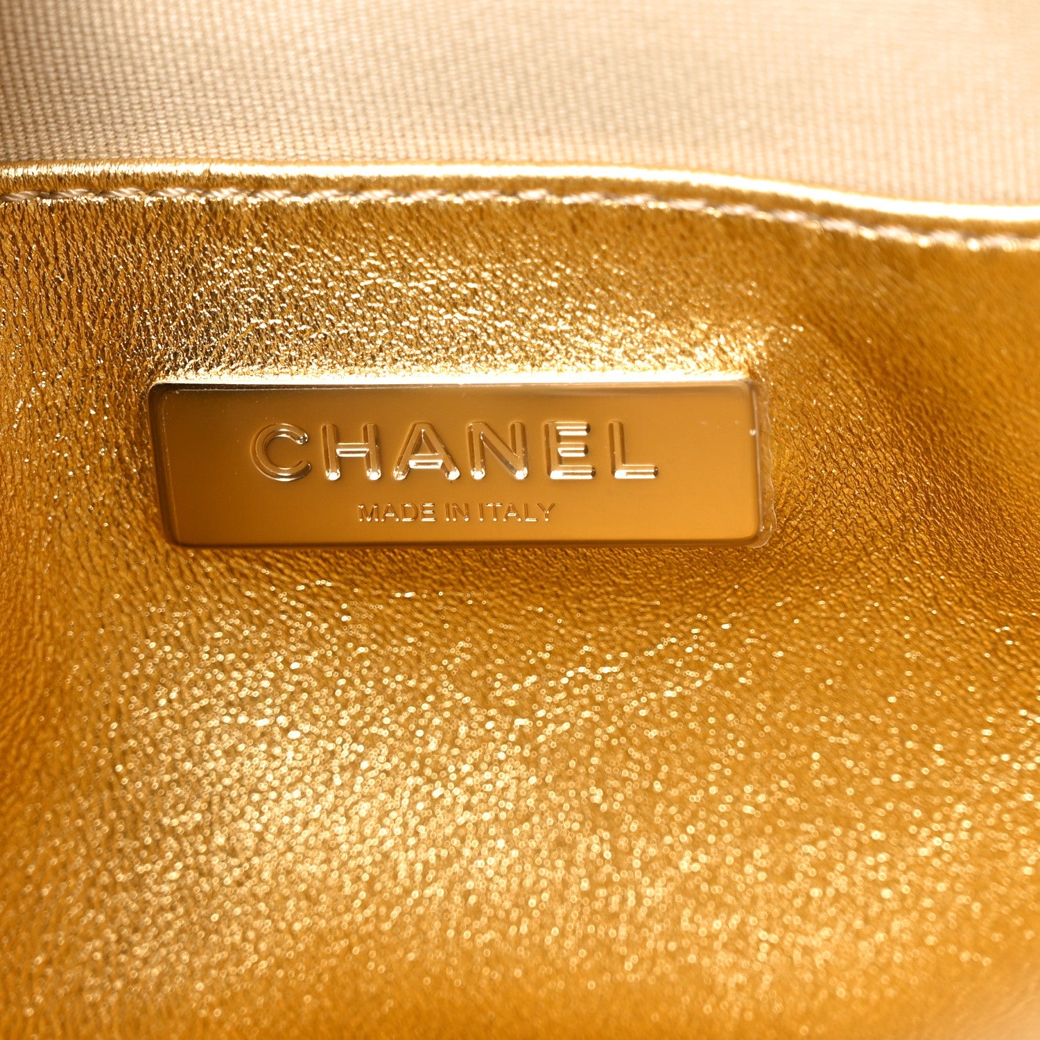 Metallic Lambskin Quilted Walk Of Fame Star Bag Gold