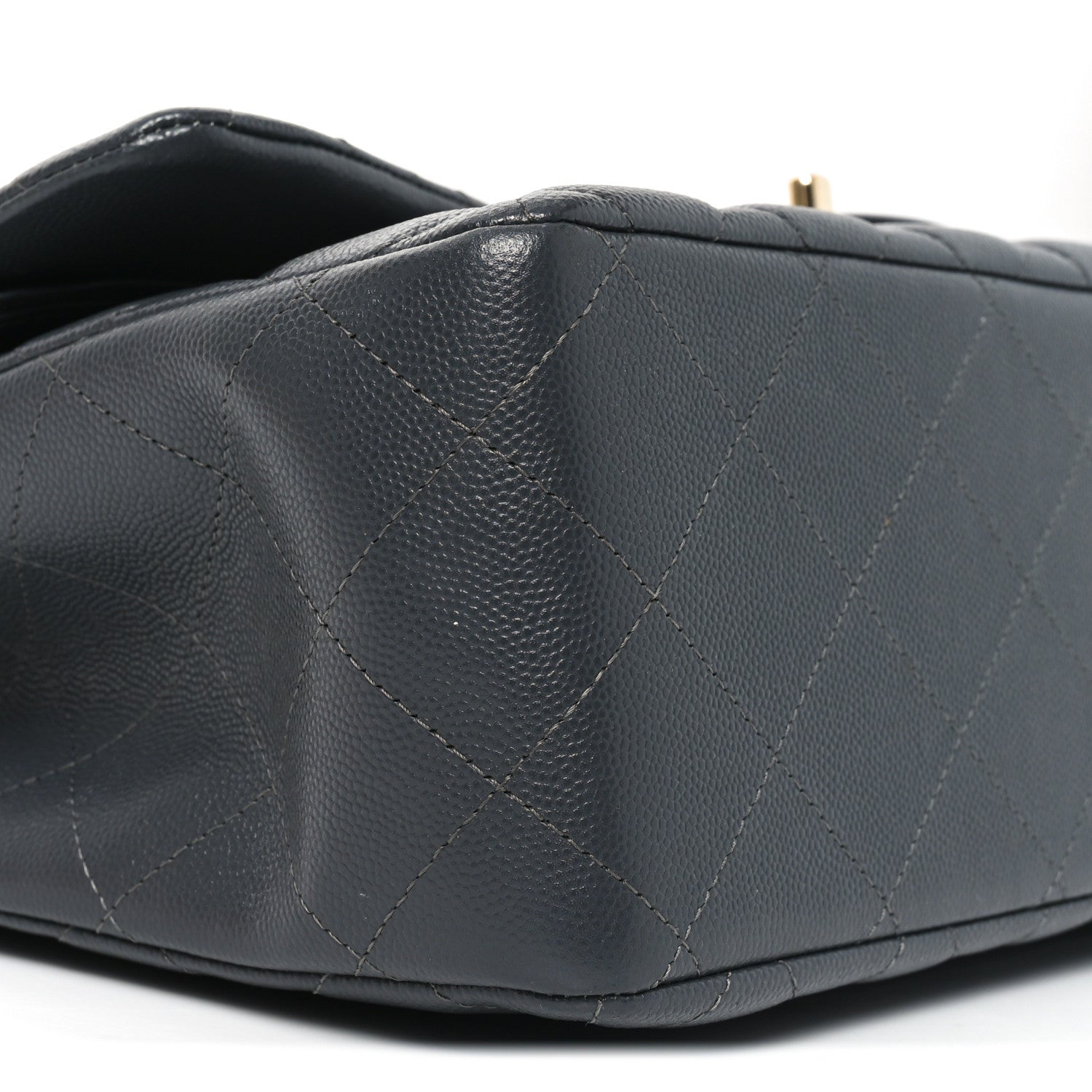 Caviar Quilted Jumbo Double Flap Dark Grey