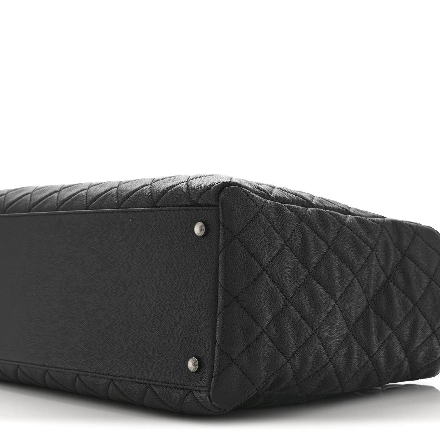 Caviar Quilted Large Coco Handle Shopping Tote Black