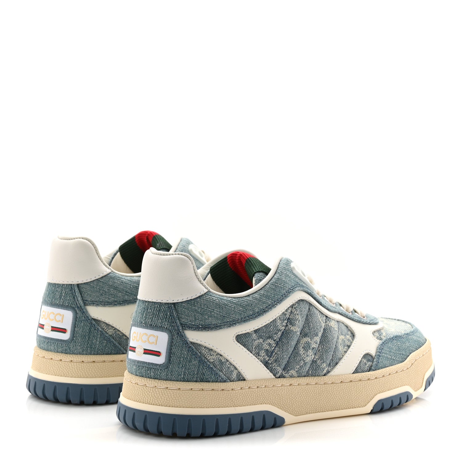 Denim GG Monogram Womens Re-Web Sneakers 35 Light Blue