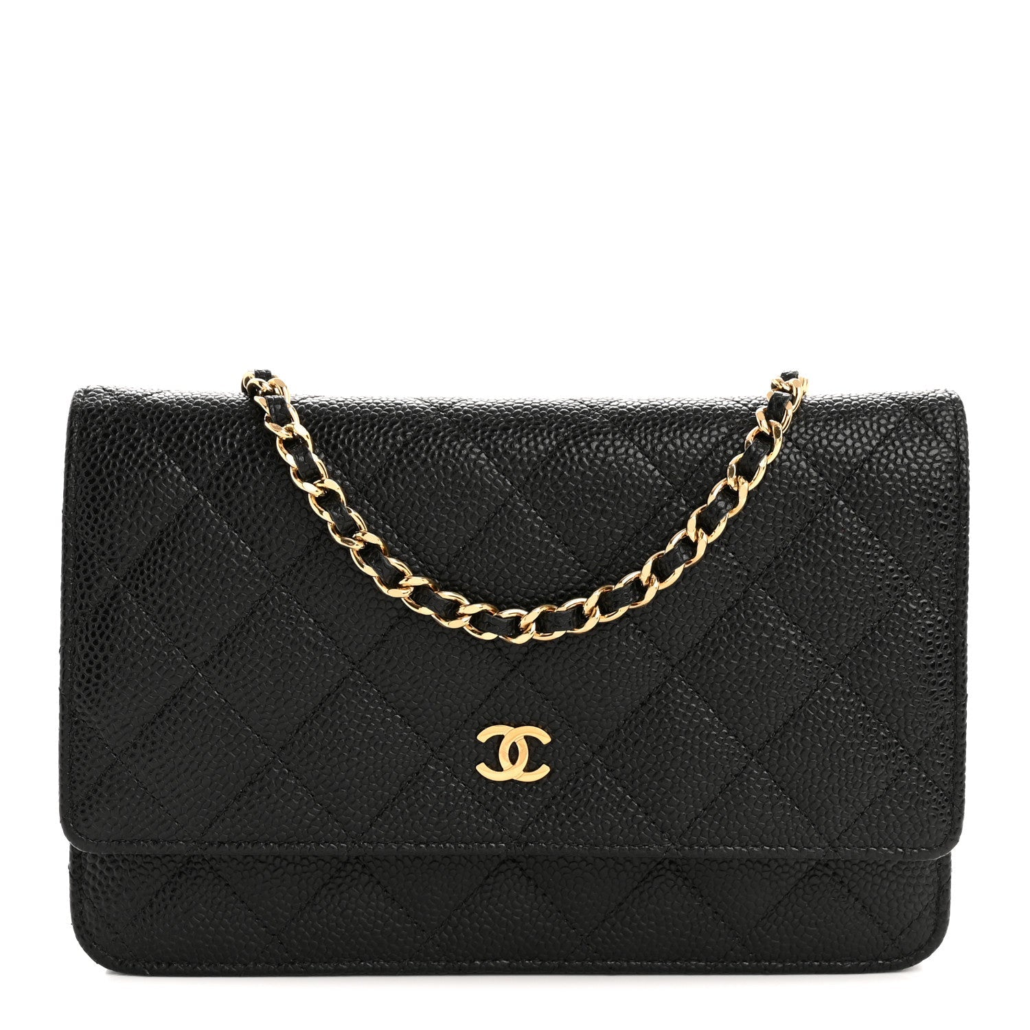 Caviar Quilted Wallet On Chain WOC Black