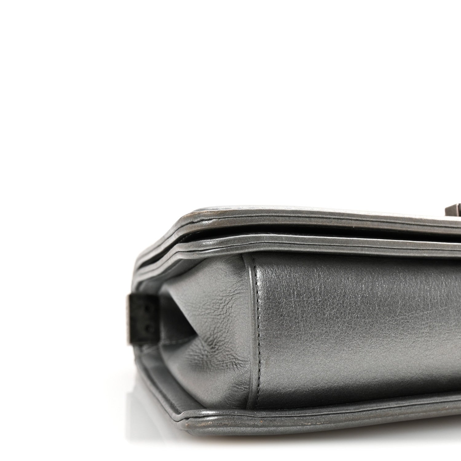 Metallic Galuchat Stingray Medium Boy Flap Silver