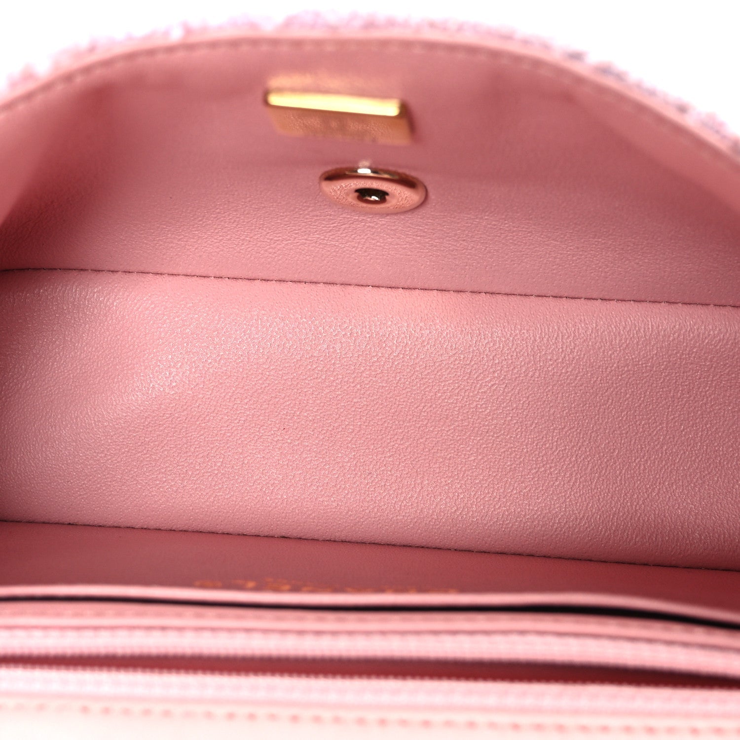 Tweed Quilted Mini Rectangular Flap Light Pink White