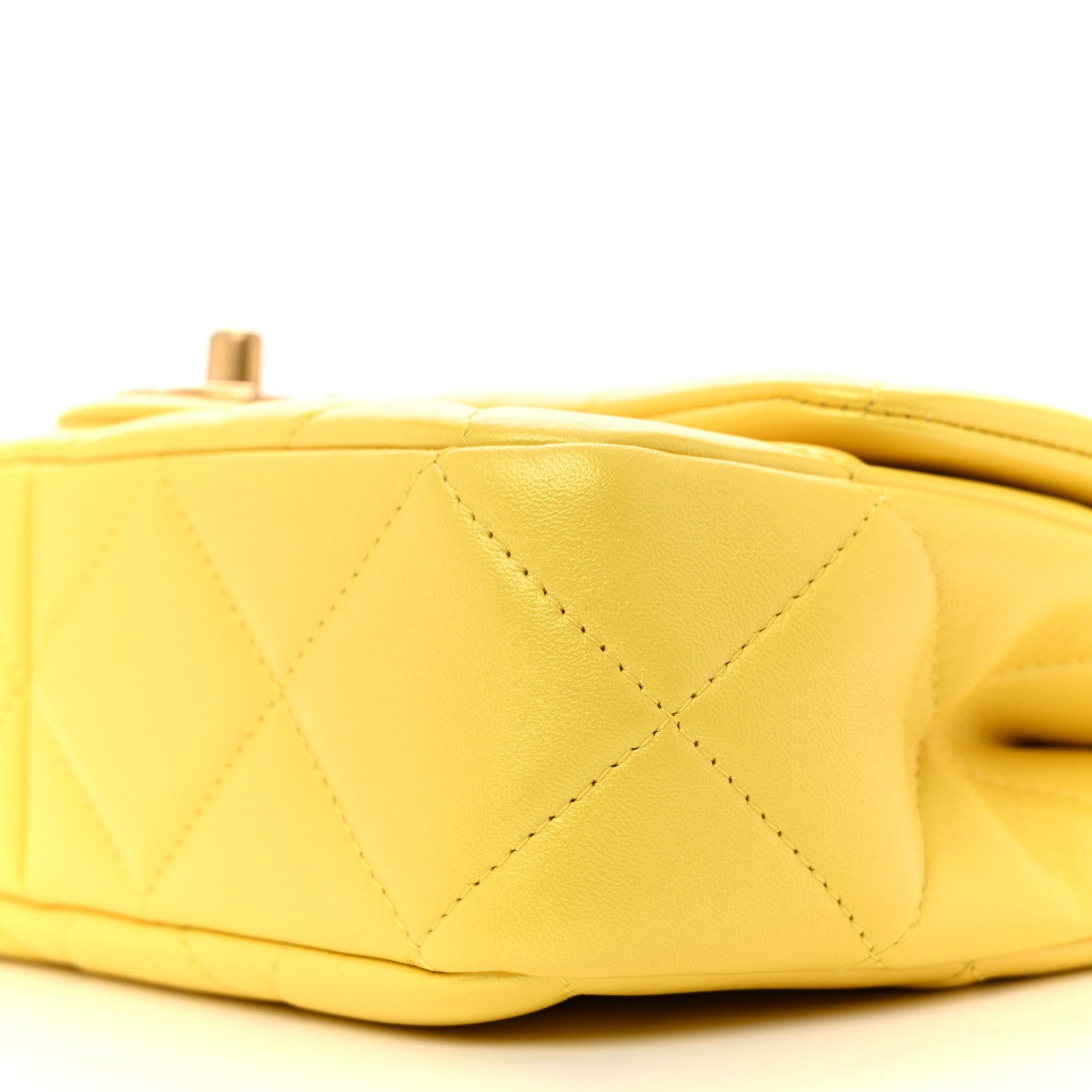 Pearly Lambskin Pearl Quilted Small Flap Yellow