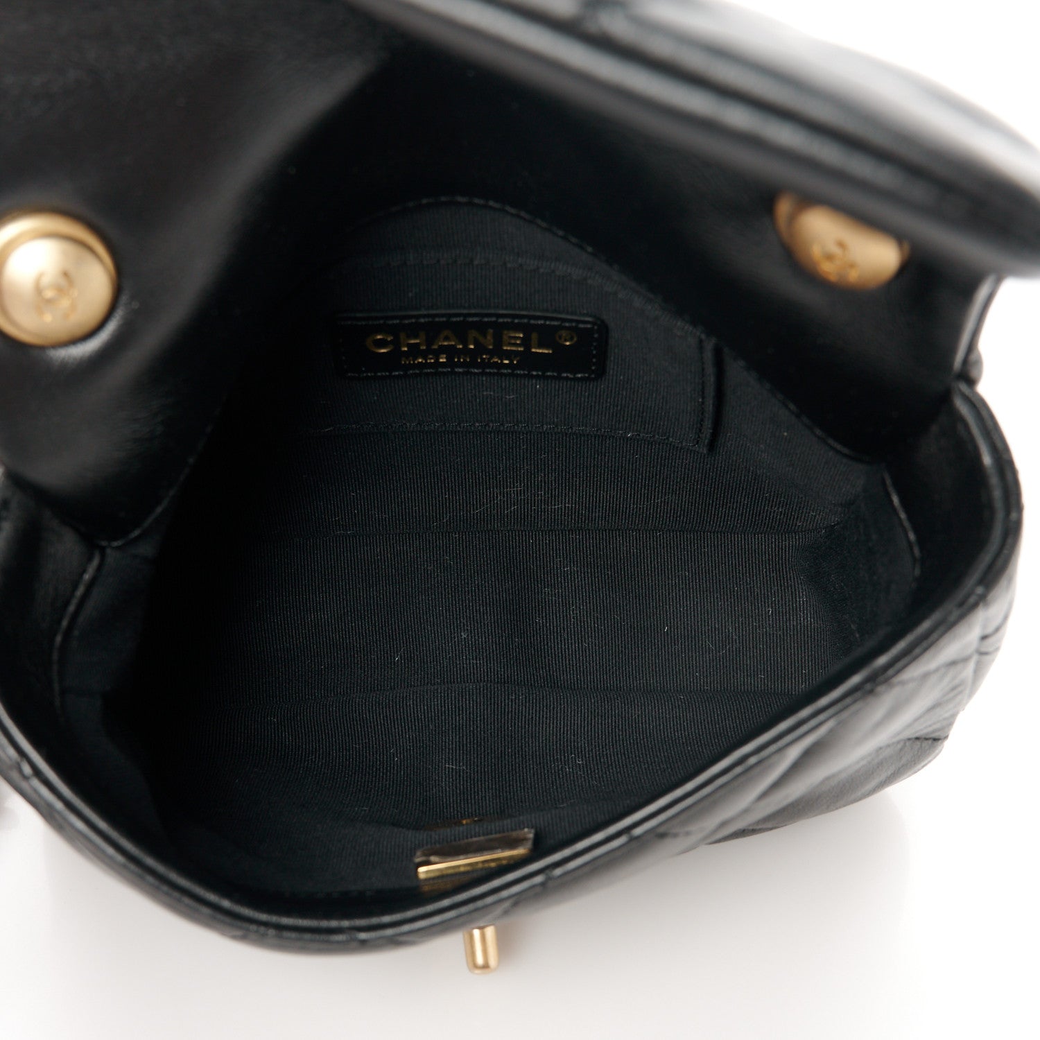 Lambskin Quilted Mini Lacquered Chain Flap Black