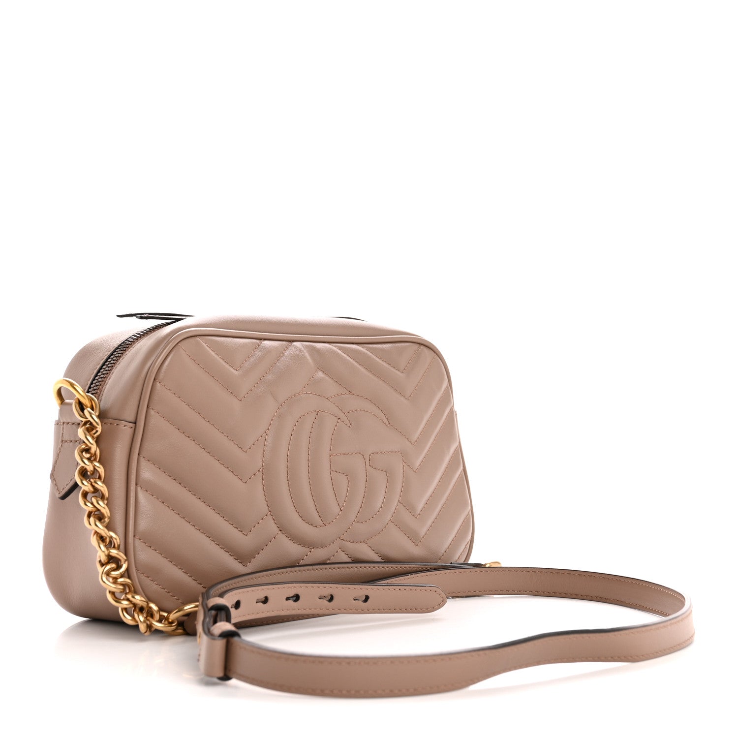 Calfskin Matelasse Small GG Marmont Chain Shoulder Bag Porcelain Rose