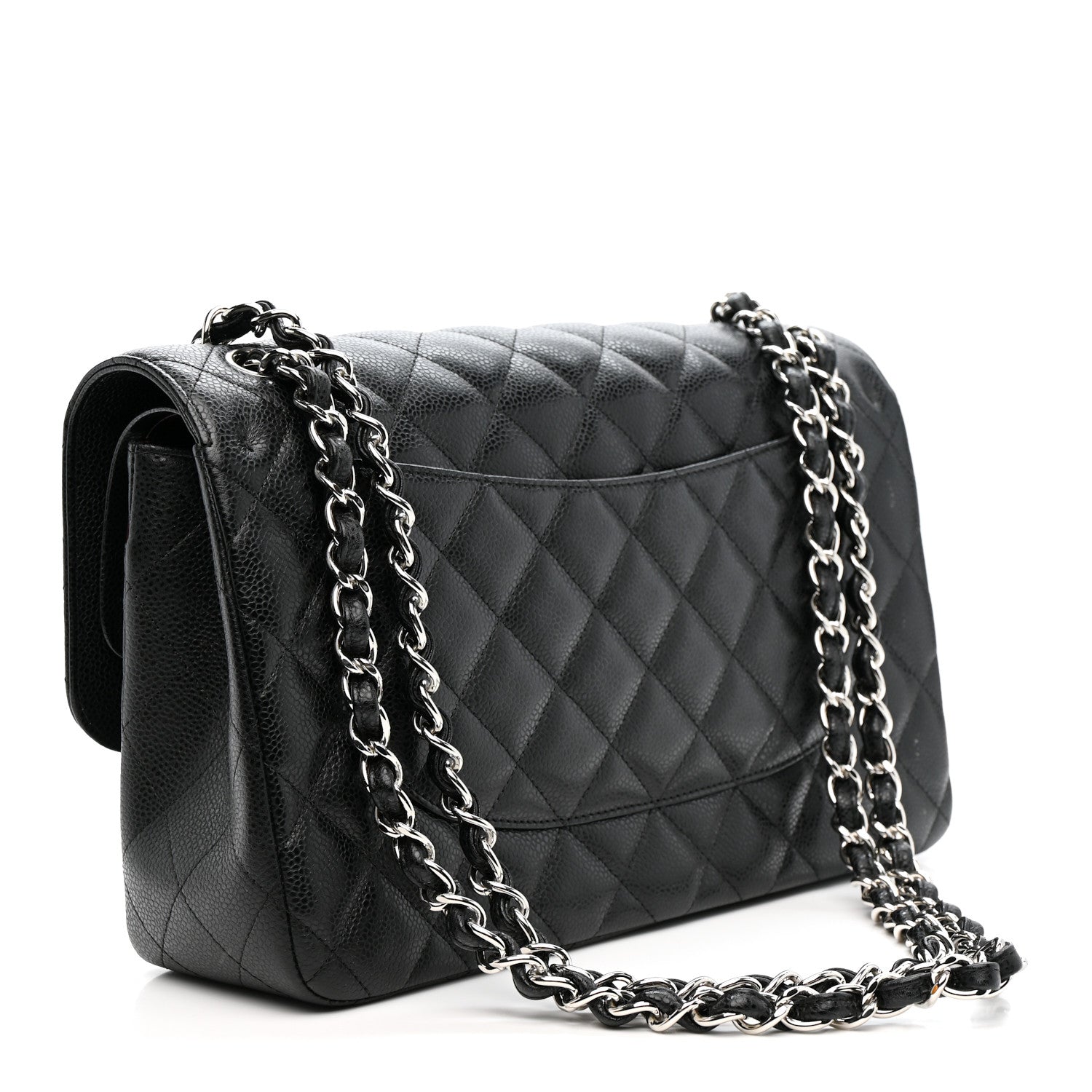 Caviar Quilted Jumbo Double Flap Black