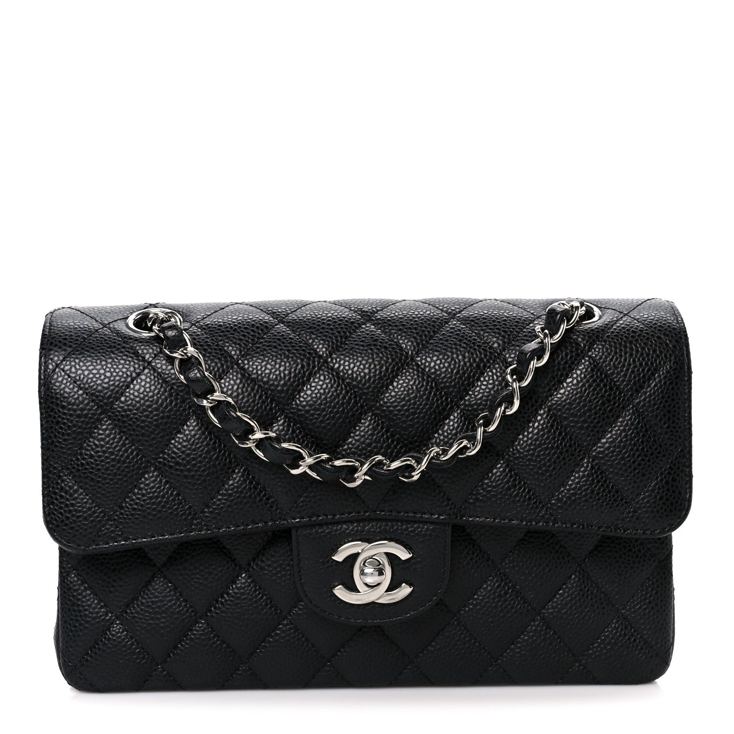 Caviar Quilted Small Double Flap Black