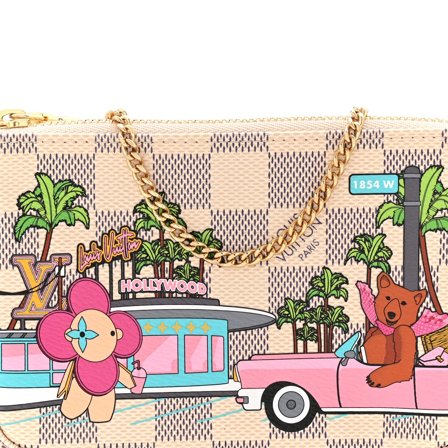 Damier Azur 2021 Christmas Animation Hollywood Mini Pochette Accessories Fuchsia