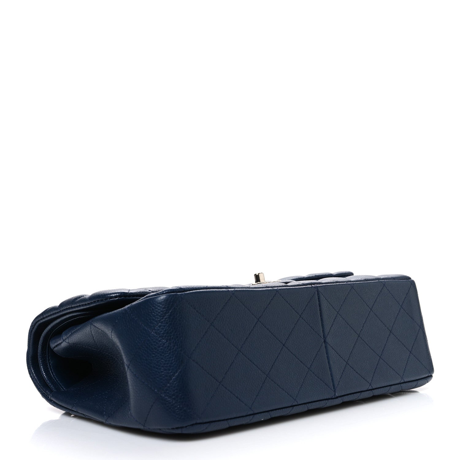 Caviar Quilted Jumbo Double Flap Navy Blue