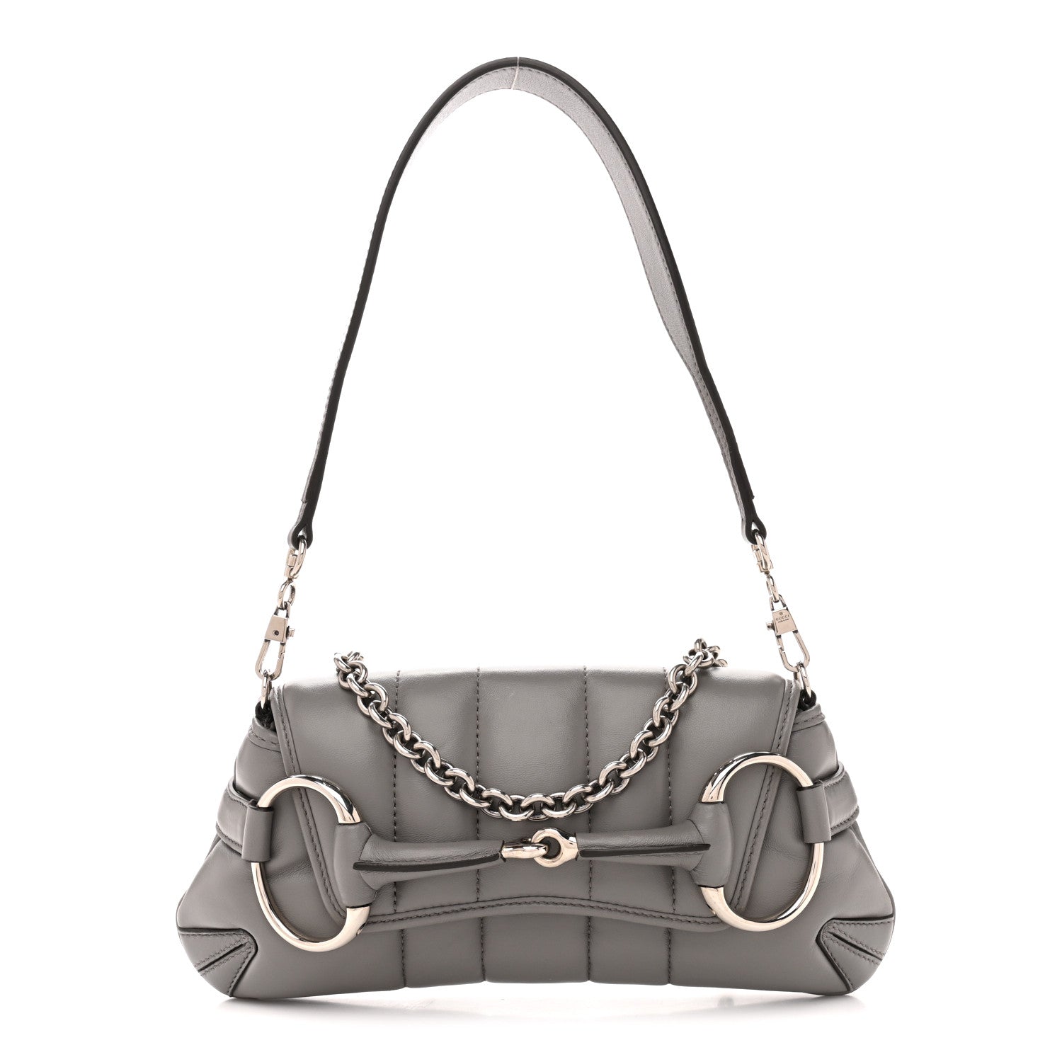Nappa Vertical Matelasse Small Maxi Horsebit Chain Shoulder Bag Gray