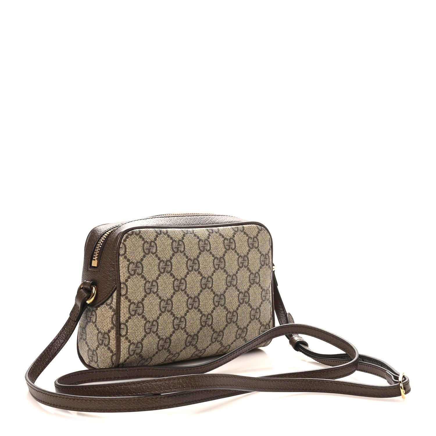 Denim Monogram Textured Dollar Calfskin Super Mini Ophidia Shoulder Bag Beige Ebony New Acero