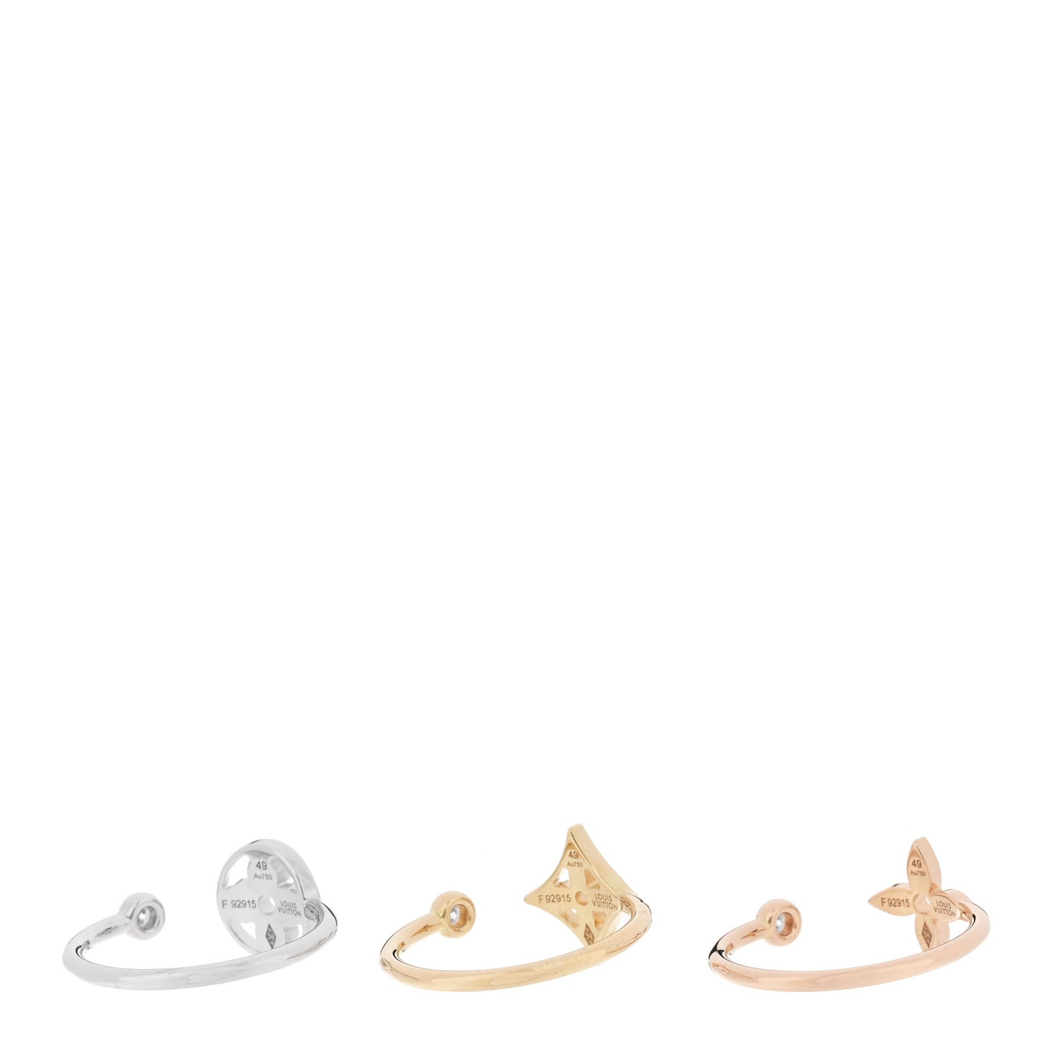 18K Yellow Pink White Gold Diamond Idylle Blossom Ring 3 Set 49 4.75