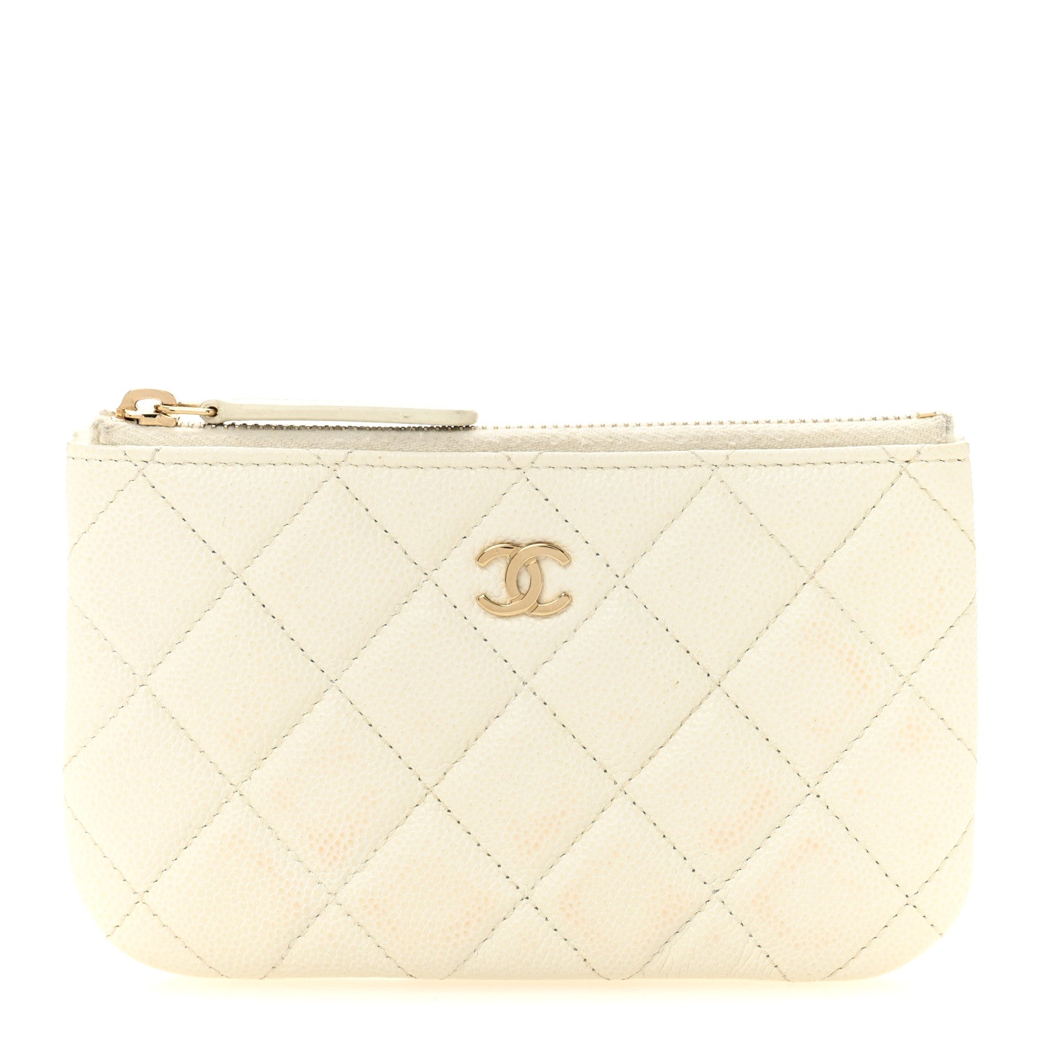Caviar Quilted Small Pouch White