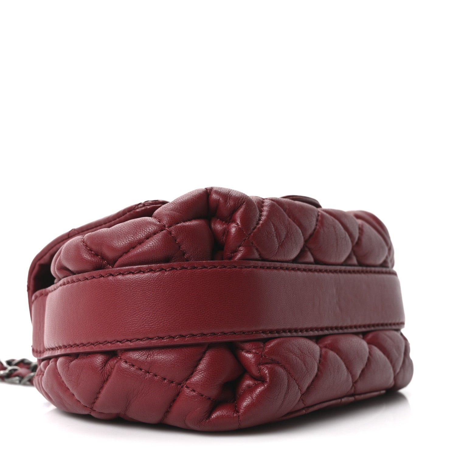 Lambskin Quilted Mini Round Flap Red