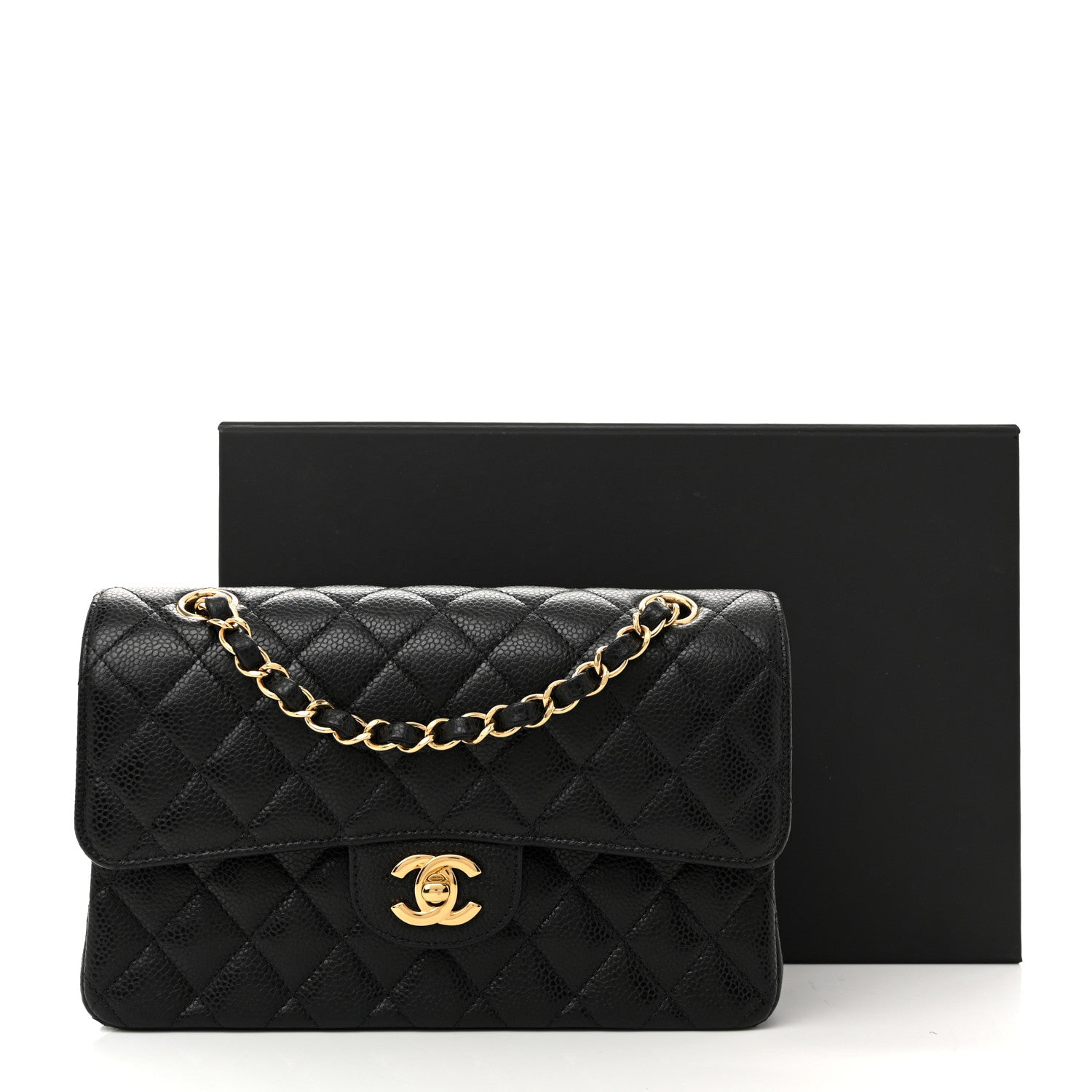 Caviar Quilted Small Double Flap Black