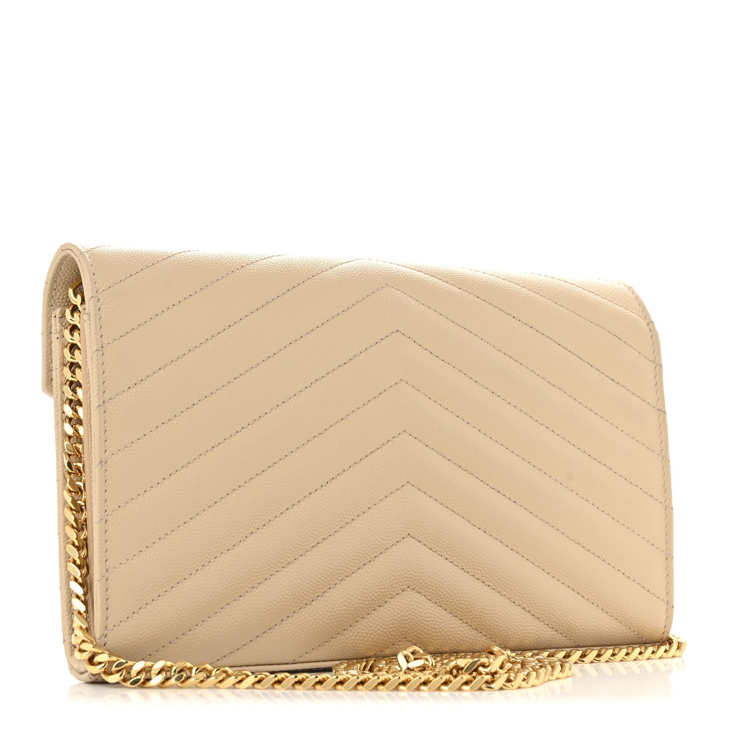 Grain De Poudre Matelasse Chevron Monogram Chain Wallet Nude Powder