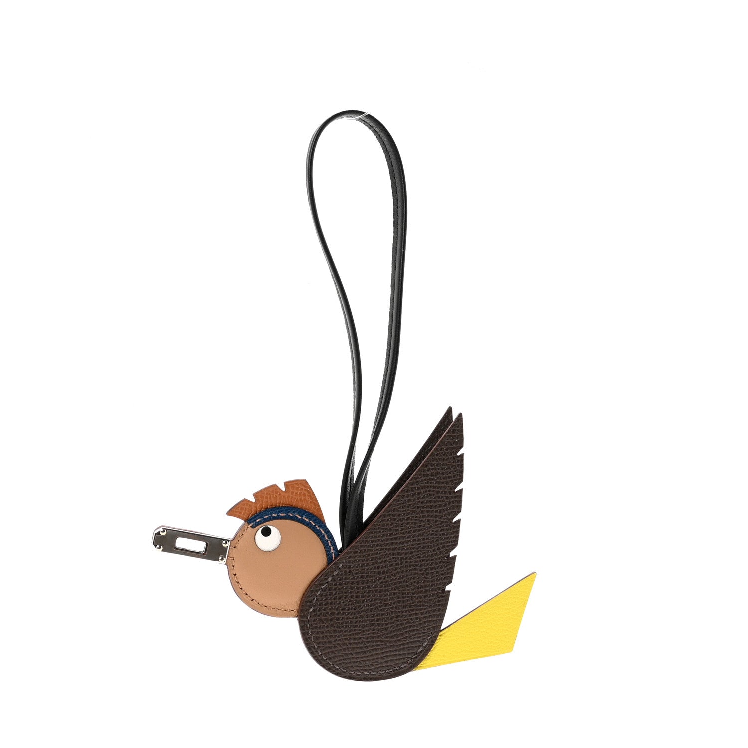Epsom Swift Chevre Mysore Birdy Bag Charm Jaune Ambre Black Biscuit