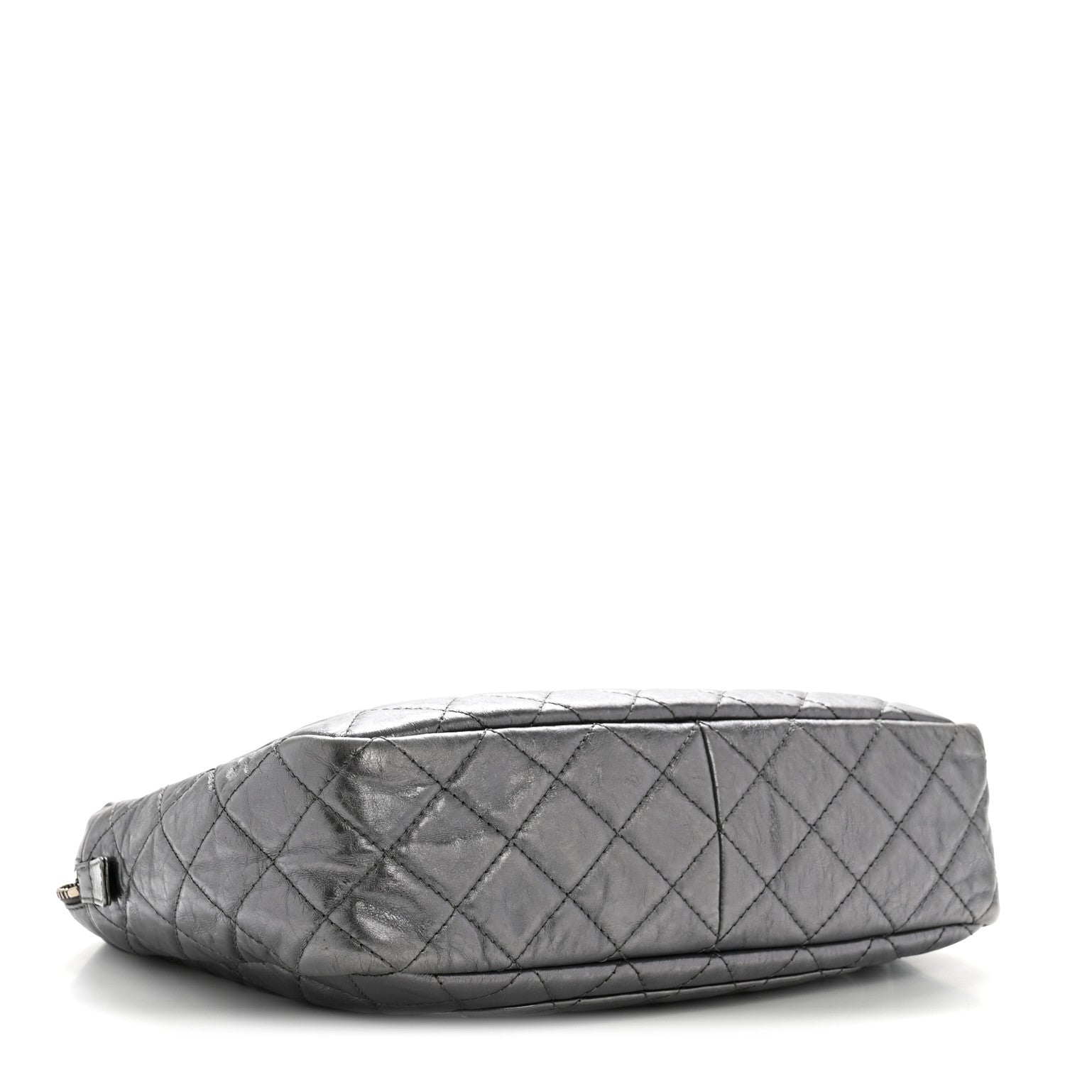 Metallic Aged Calfskin Quilted Large Reissue Camera Case Silver