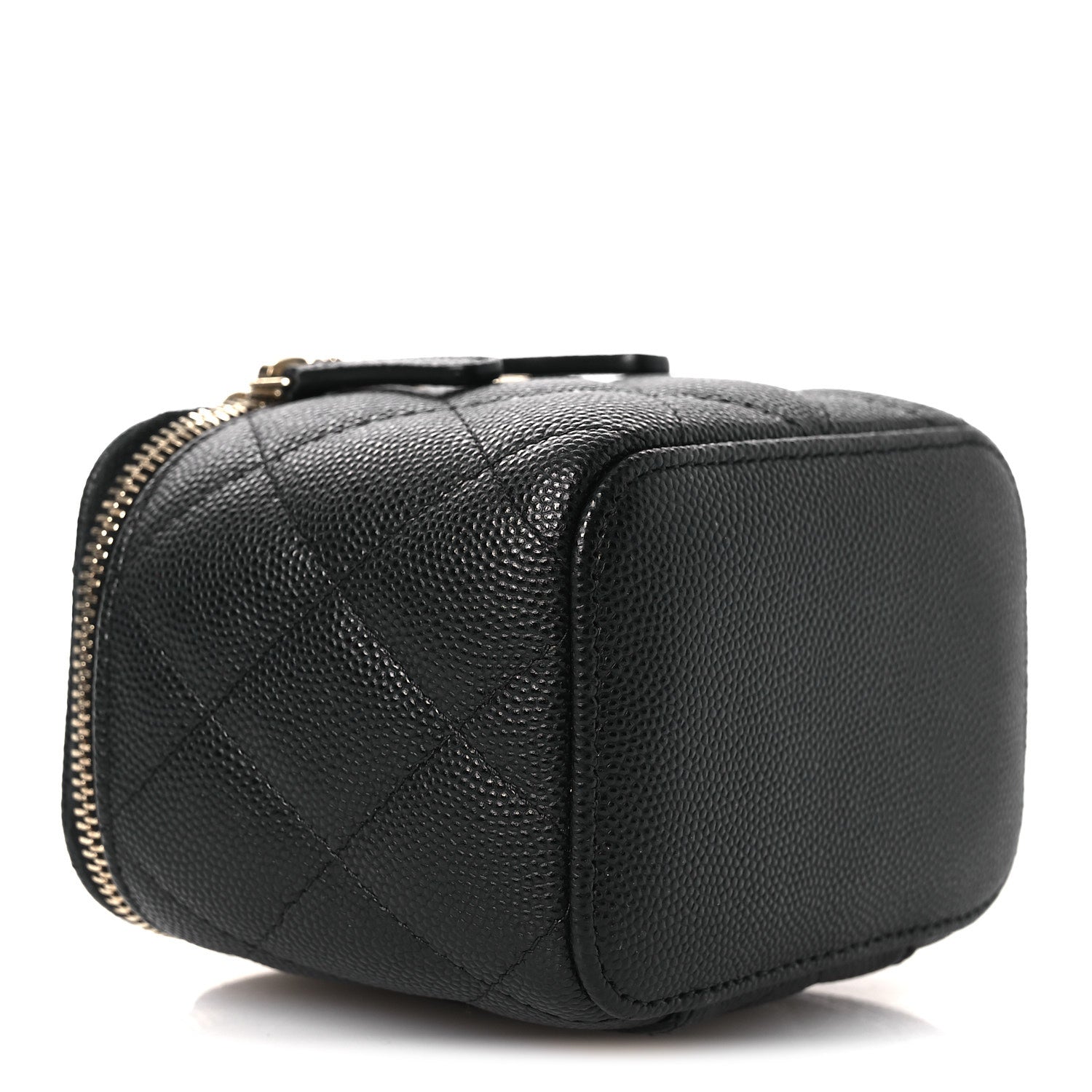 Caviar Quilted Tiny CC Mini Vanity Case With Chain Black