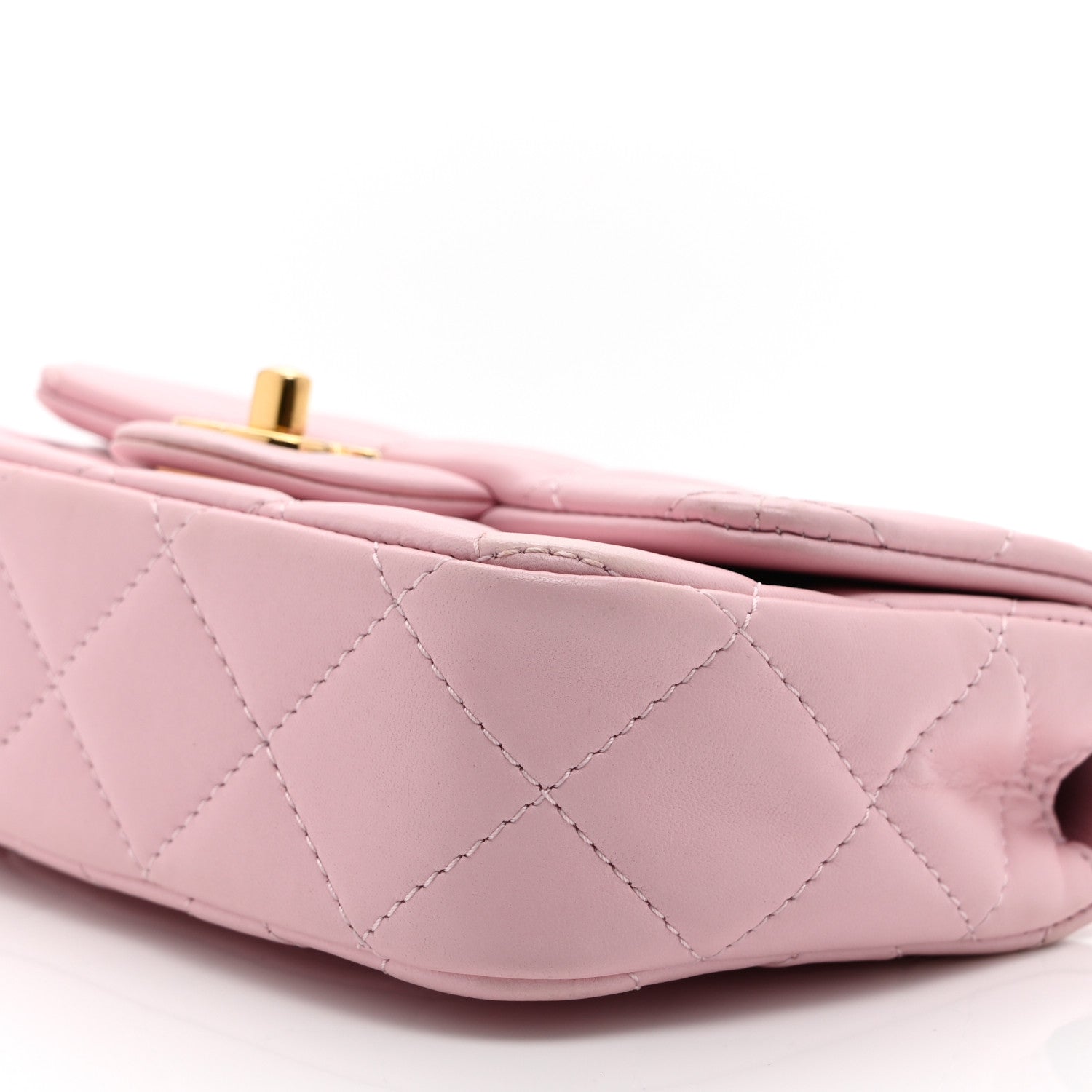 Lambskin Resin Quilted Top Handle Mini Flap Pink