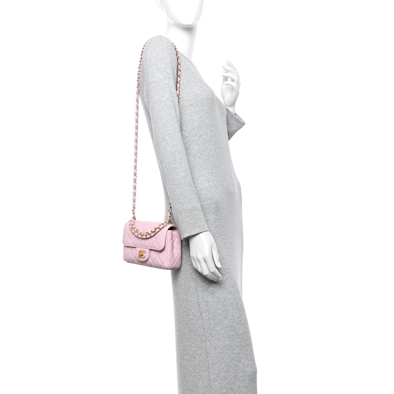Caviar Quilted Mini Flap Light Pink