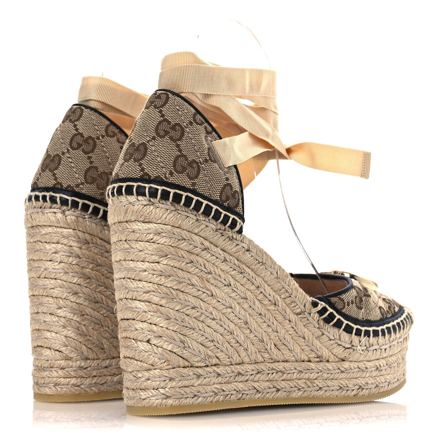 Monogram Matelasse GG Marmont Ankle Wrap Platform 35/120mm Espadrille Wedges 35 Beige Ebony Black Sand Storm
