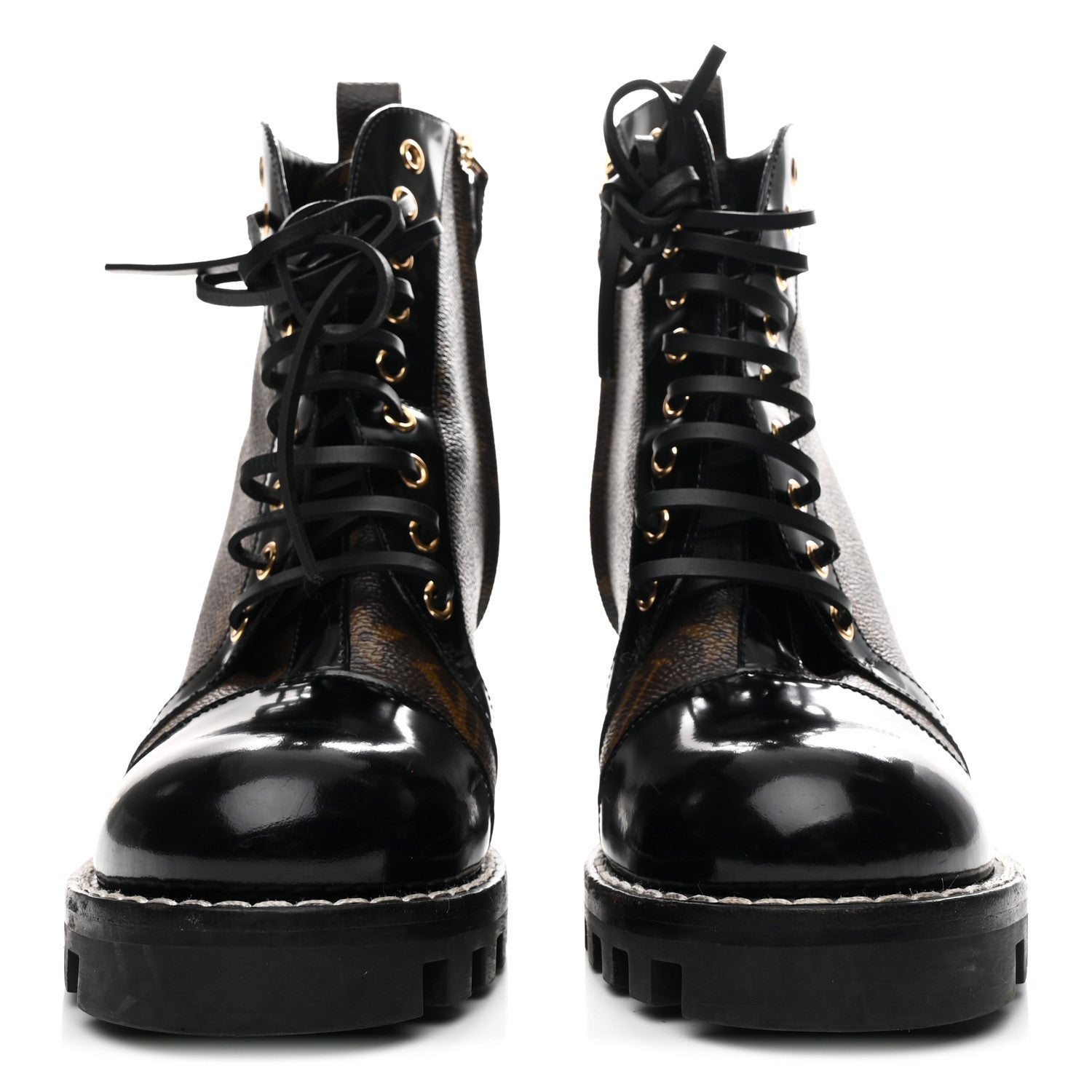 Patent Calfskin Monogram Star Trail Ankle Boots 39 Black