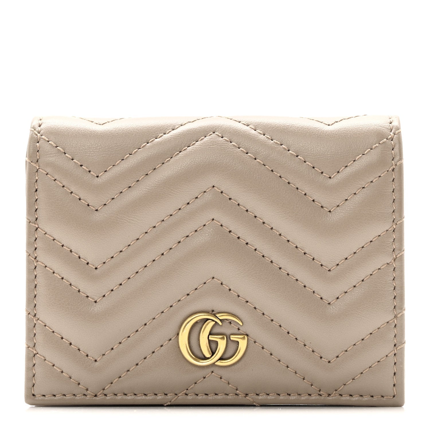 Calfskin Matelasse GG Marmont Card Case Wallet Porcelain Rose
