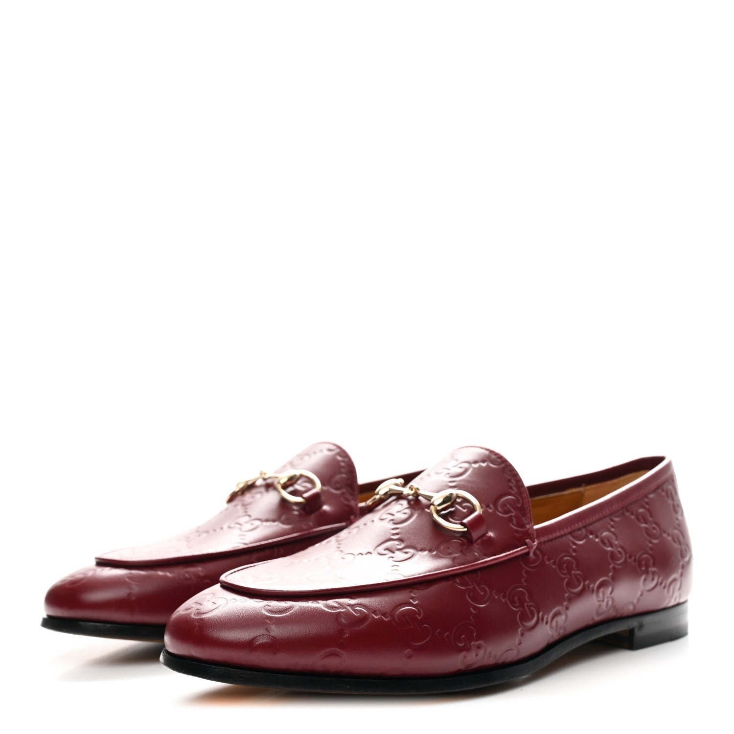 Betis Glamour Calfskin Guccissima Womens Jordaan Loafers 37.5 Rosso Ancora
