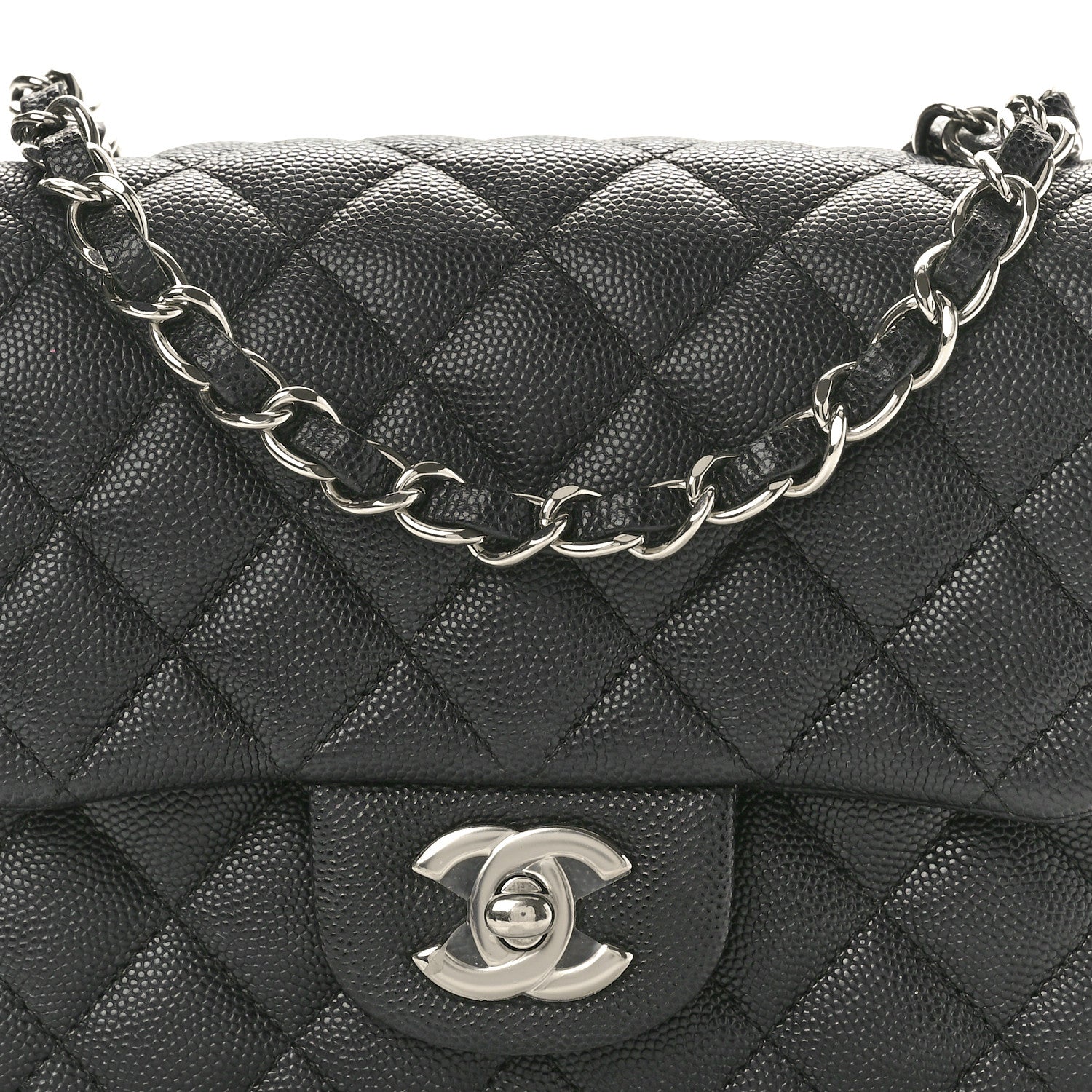 Caviar Quilted Mini Square Flap Black